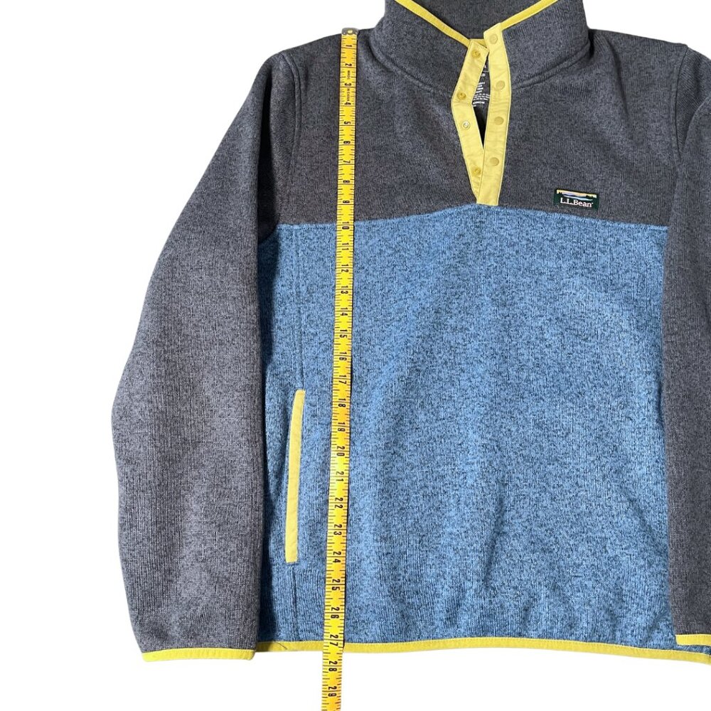 L.L.Bean Mens Slightly Fitted Blue Fleece Quarter Snap Pullover Sweater Size L - Picture 9 of 9